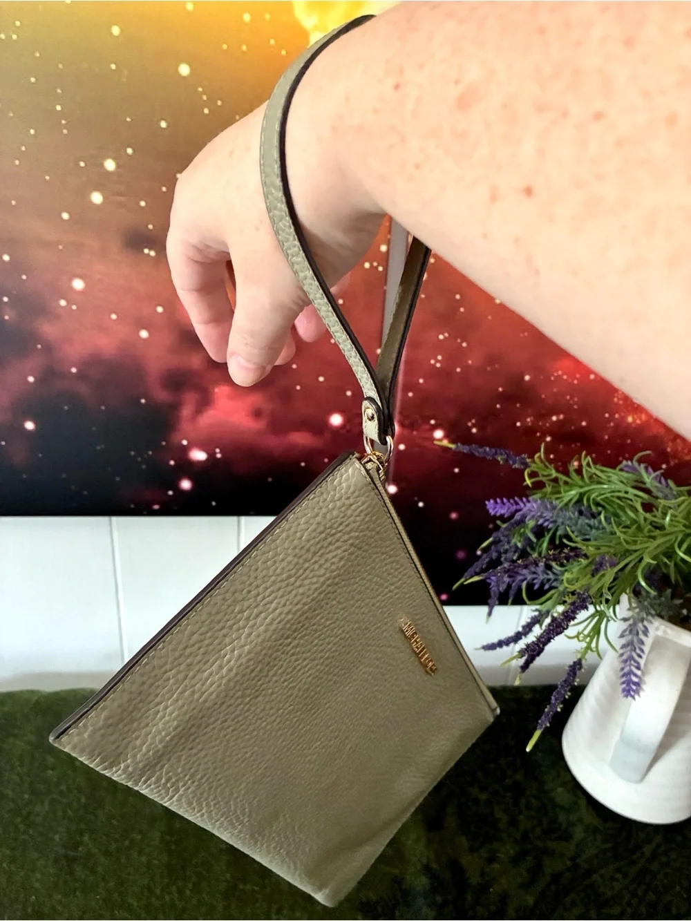 Michael Kors Green Leather Wristlet